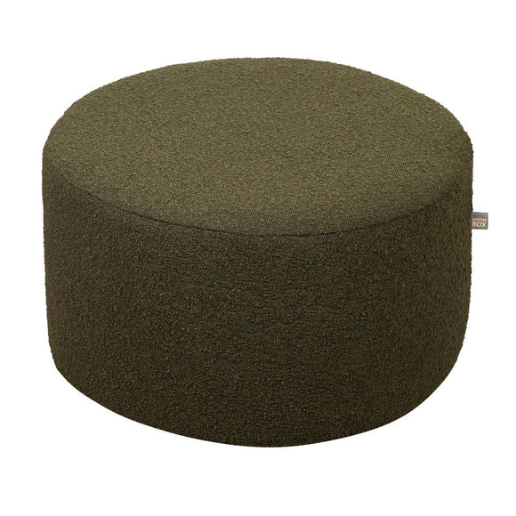 Scatter Box's exquisite Round Ottoman Benbulbin Green – a blend of luxury and elegance.