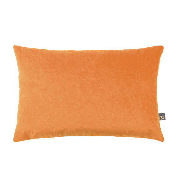Opulent 40x60cm mandarin velvet cushion with knife edge finish.