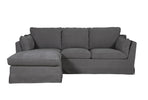 Charcoal Gray Corner Couch with Textured Linen Look Fabric - Seraph Corner Sofa Charcoal (LHF).