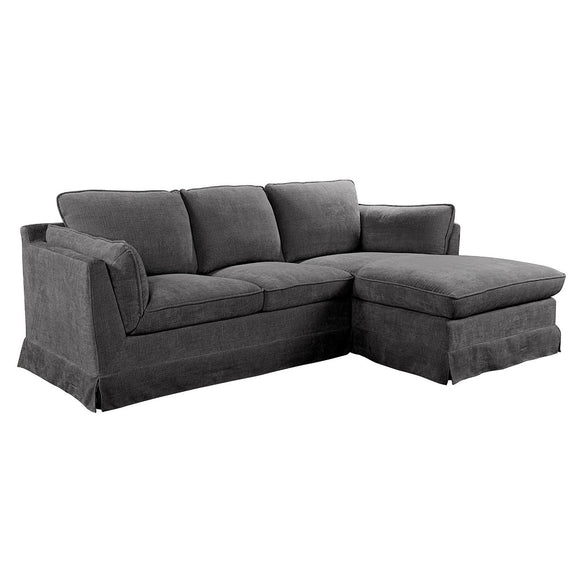 Stylish gray corner sofa for small spaces, the Seraph Corner Sofa Charcoal (RHF).