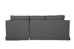 Gray corner sofa with zip-attached seat and arm bolster cushions, the Seraph Corner Sofa Charcoal (RHF).