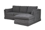 Compact corner couch with slipcovered look, the Seraph Corner Sofa Charcoal (RHF).