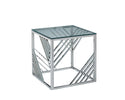 stylish end table Serene End Table with polished steel and glass
