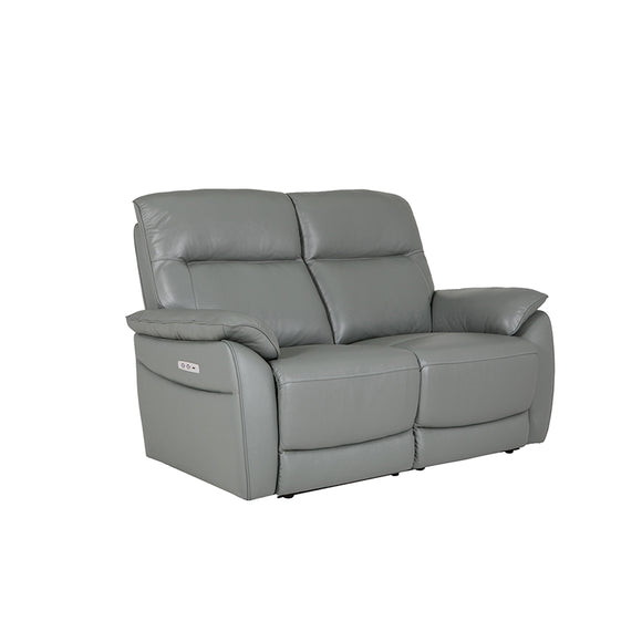 Stylish Steel Electric Recliner Sofa - Serenza 2 Seater Leather