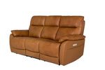Cozy Tan Electric Recliner Couch - Serenza 3 Seater Sofa