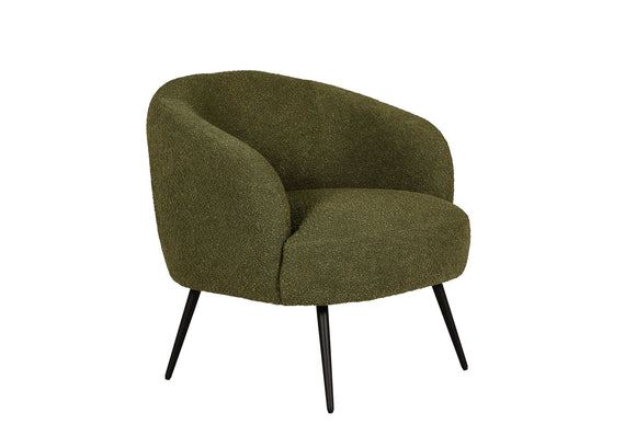 Boucle fabric accent chair in olive