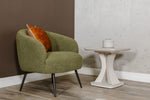 Modern olive accent chair with stylish legs
