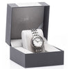 Stylish silver bezel/numeral watch with diamonds