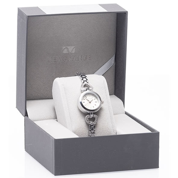 Silver Diamond Heart Watch