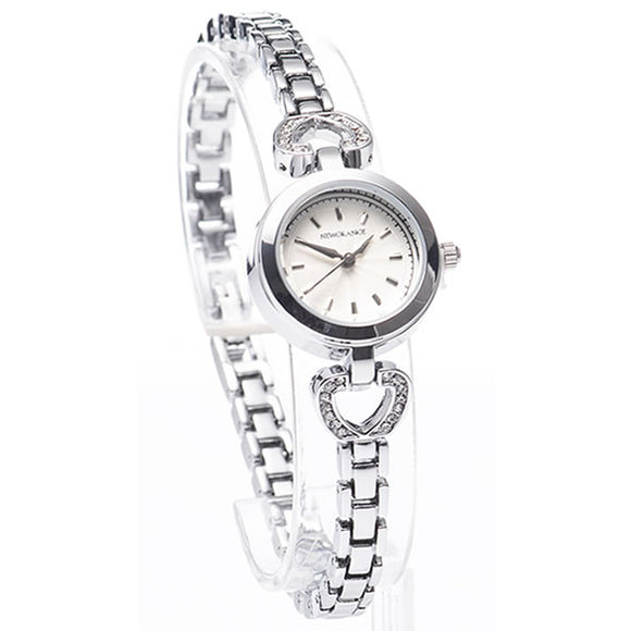 Luxury silver watch with diamonds and heart design