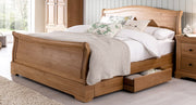 Solid oak and oak veneer bed with distressed handles