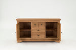 Functional sideboard cabinet with distressed handles