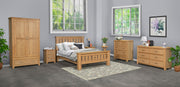 Wooden king size bed featuring a durable frame
