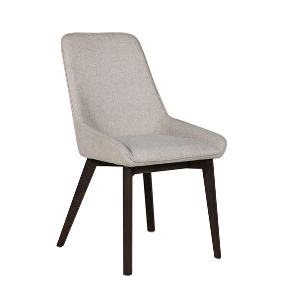 Natural dining chair with rich textured fabric for modern living.