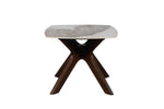 Walnut veneer end table for versatile home decor.