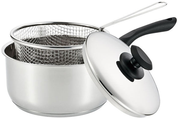 Supreme Stainless Steel Chip Pan Set 22cm - Durable and versatile for all frying needs.
