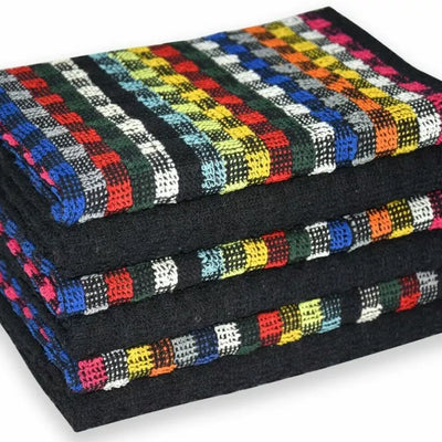 Tea Towel Random Check Black