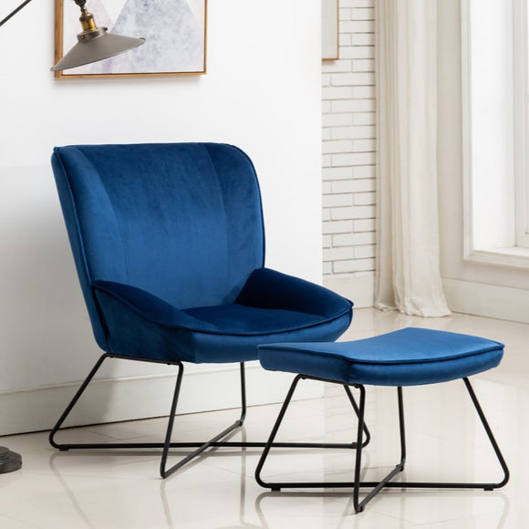 Chair & Stool Teagan Chair & Stool Blue Set
