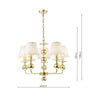 Modern ceiling lamp with 5-light pendant design in satin gold.