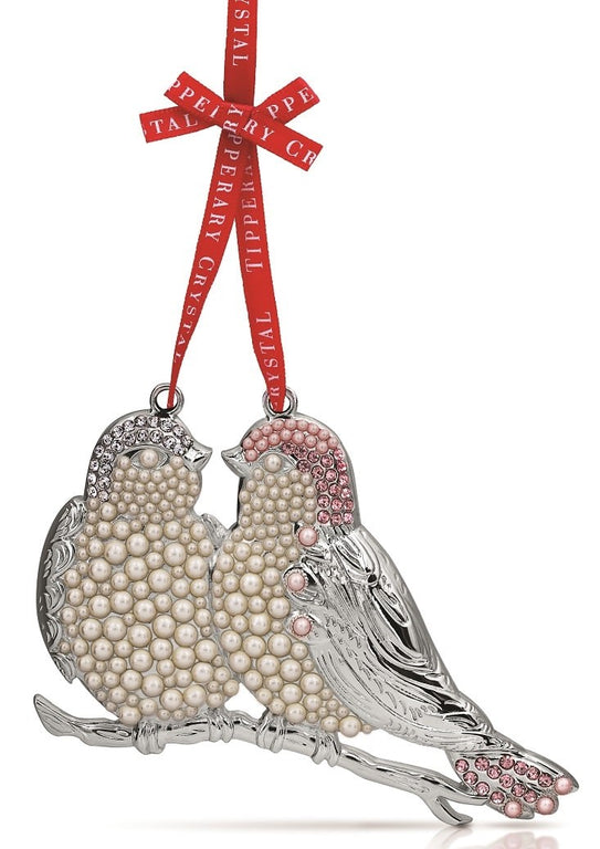Tipperary Crystal Pearl Turtle Doves Christmas Decoration