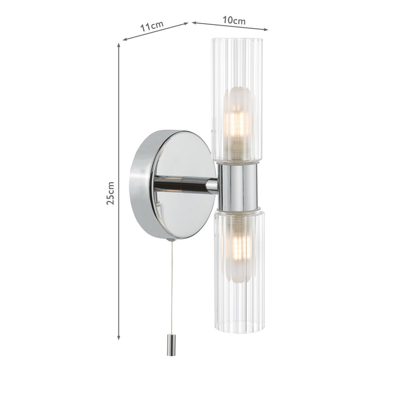 Bolton Bathroom 2 Wall Light Polished Chrome