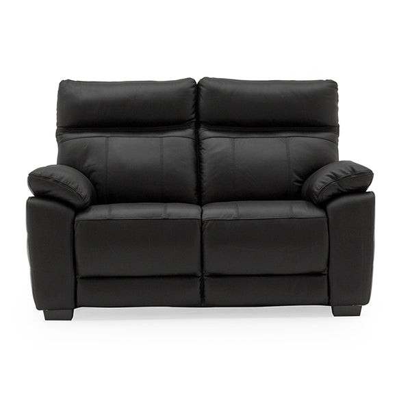 Sleek black leather 2 seater sofa - Perfect for your living room