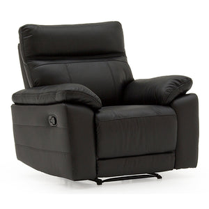 Tropea Recliner Chair Black - Luxurious Leather Facing and Manual Reclining