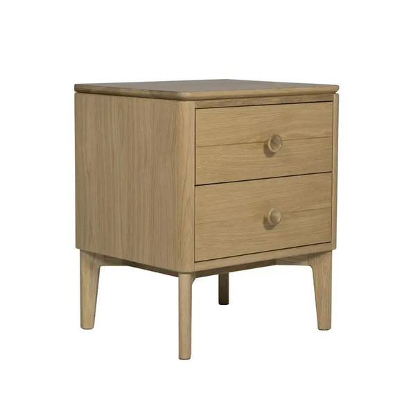 Elegant wooden bedside table with soft close drawers