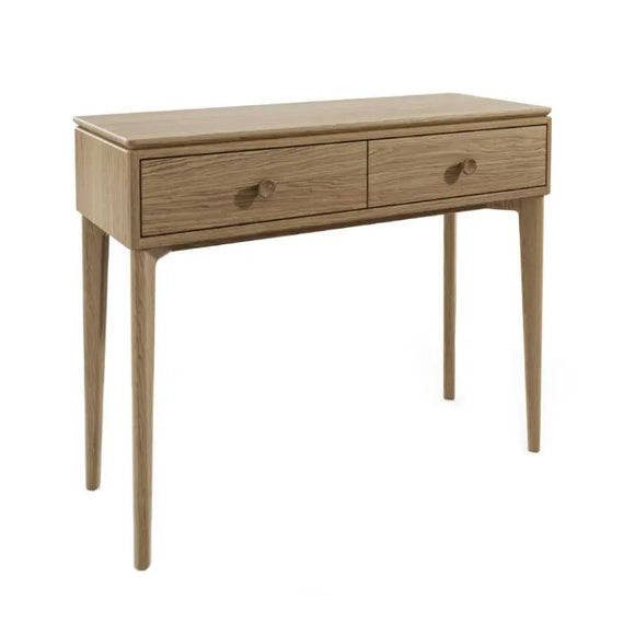 Contemporary wood console table with drawers
