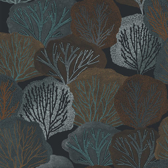 Graham & Brown Twyla Midnight Wallpaper close view picture of the wallpaper pattern and color hue