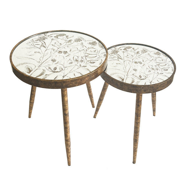 Vela Gold Nest of Tables – 2 Side Tables for Living Room