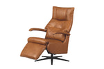 Elevate your living room with a tan leather recliner accent chair.