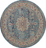 Elegant Vintage Kashan Rug in Blue Round Design

