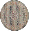 Elegant Vintage Kashan Rug in a classic grey round design.

