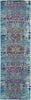 Blue Runner Mat for Hallway, Featuring Vintage Kashan Pattern
