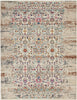 Round Vintage Kashan Rug 02 in ivory with intricate Persian design