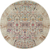 Vintage Kashan Rug 02 Ivory Round, traditional damask pattern
