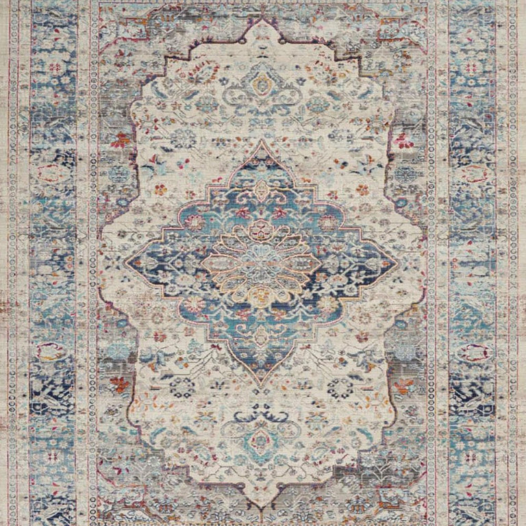 Nourison Vintage Kashan Rug 07 Ivory Blue - Round
