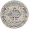Vintage Kashan Rug 07 Blue Ivory - Round for timeless elegance.

