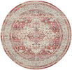 Vintage Kashan Rug 07 Red Ivory - Round rug with intricate patterns.
