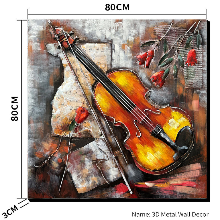 Violin and Scattered Roses Wall Art