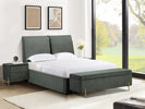 Elegant green blanket chest for bedroom storage.
