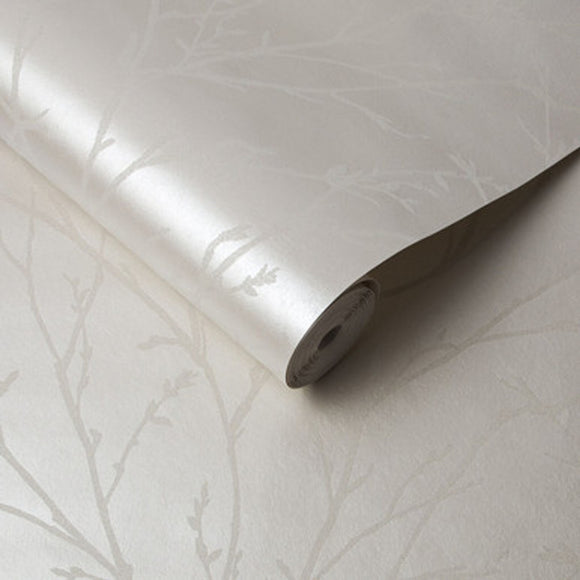 Graham & Brown Woodland Pearl Wallpaper close view picture of the wallpaper roll