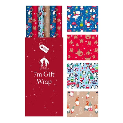 Christmas wrapping paper with 7 designs per roll for festive joy