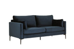 Wren 3 Seater Sofa Navy with sleek black metal legs