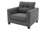 Plush Cushioned Armchair in Charcoal Upholstery