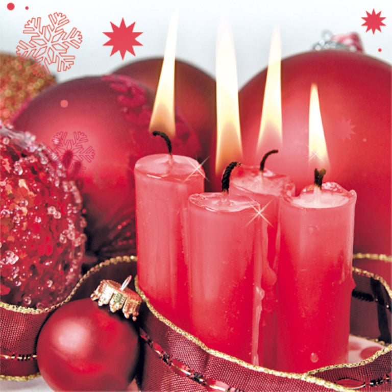 Christmas Paper Napkins Four Red Candles