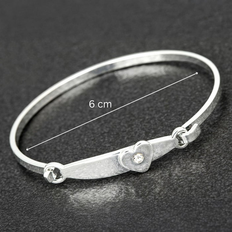 Equilibrium Silver Plated Christening Heart Bangle