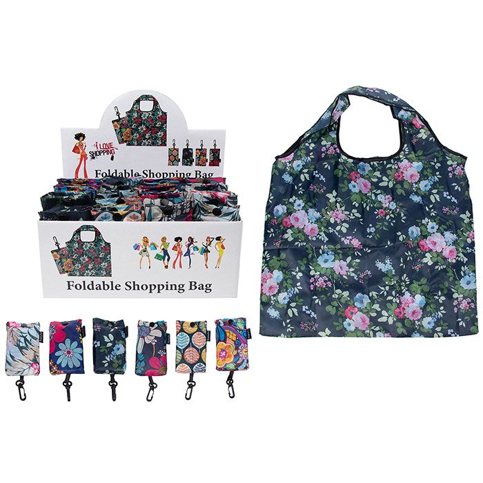 Reusable Shopping Bag with Clip – Floral Shopping Bag