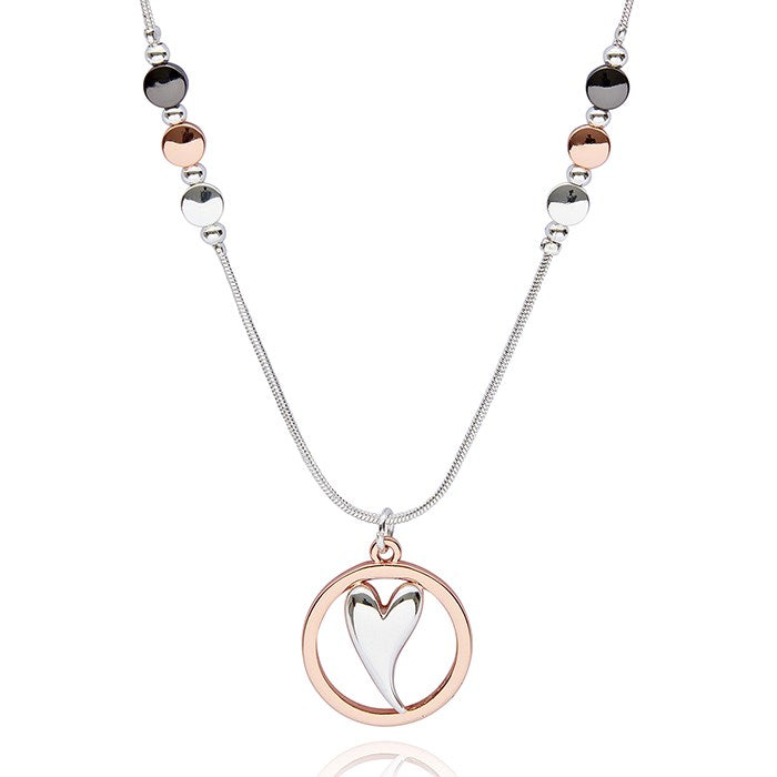 Mixed Metal Modern Heart Necklace – Jewellery Gift